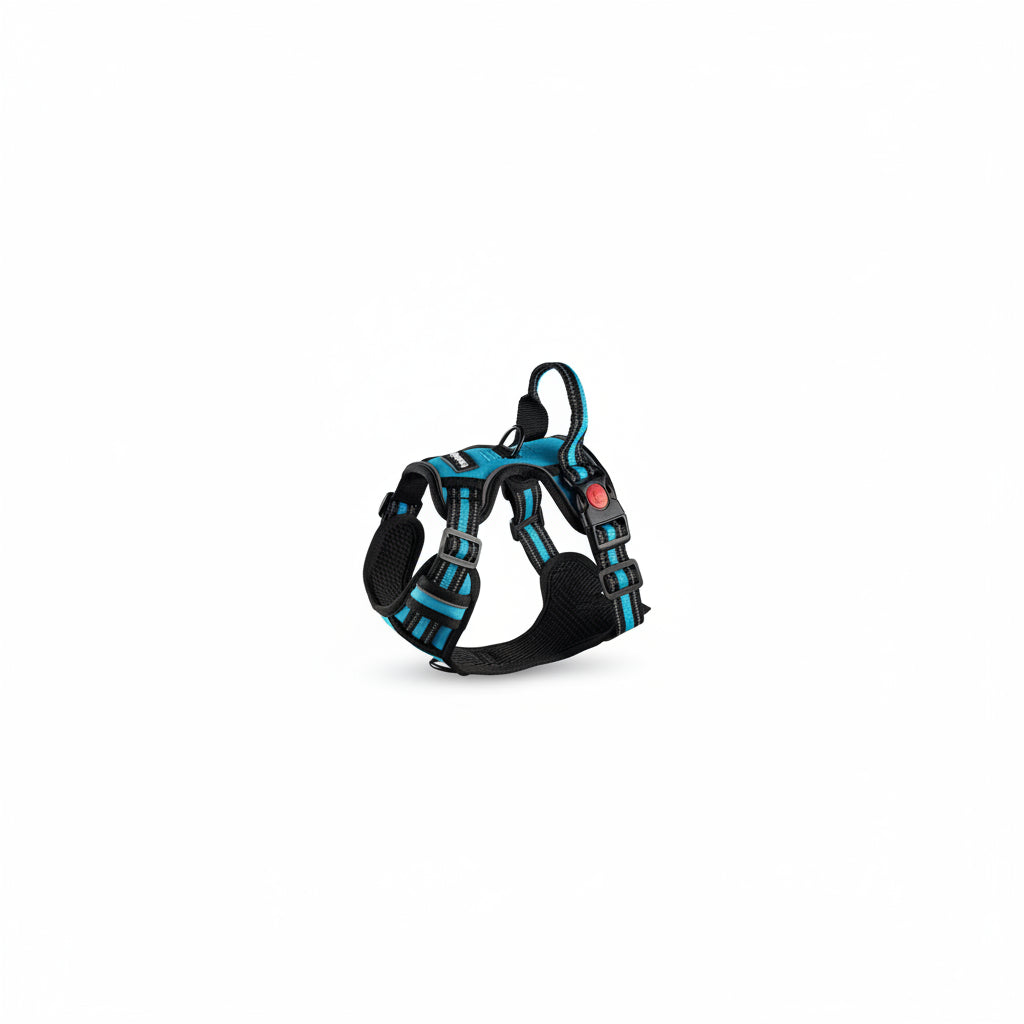 HELETY 3-In-1 Dog Vest Harness Set - No Pull, No Choke, 3M Reflective, Anti-Escape Lock, Adjustable for Small/Medium/Large Dogs, Oxford Material, Night Strap, Poop Bag Holder, Airtag Compatible, Cooling for Safe Walking & Travel Outdoor Walk Girl Boy, Dur