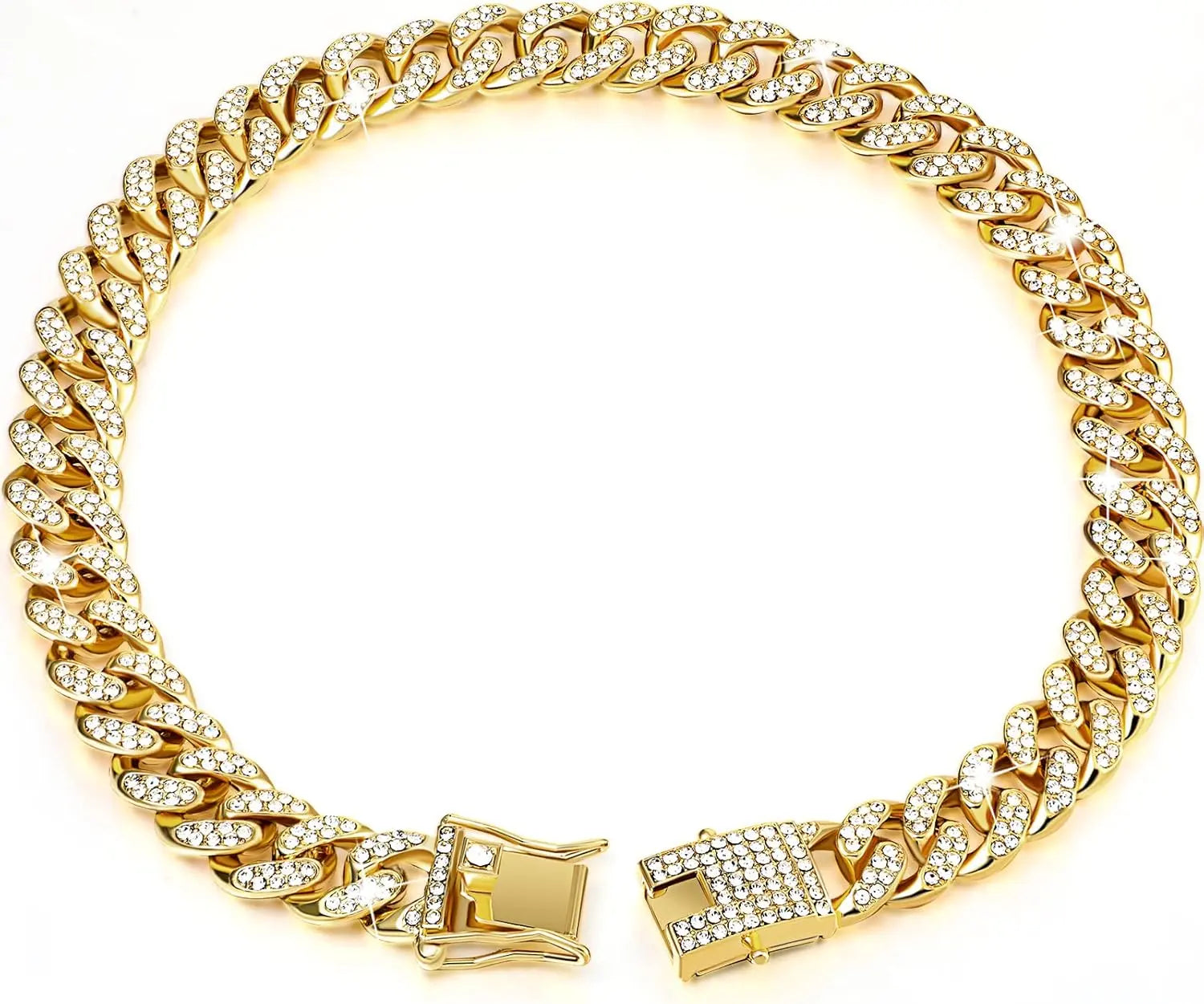 Glamorous Diamond Dog Chain Collar - Stylish Cuban Necklace for Small to Large Dogs and Cats