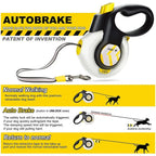 Fida Autobrake Retractable Dog Safety Leash - 16FT Heavy Duty No Pull Leash for Medium to Large Dogs with Auto Brake and One-Hand Control for Effortless Walks